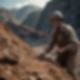 Artisanal miners in a natural landscape showcasing traditional mining methods.