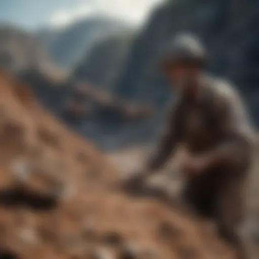 Artisanal miners in a natural landscape showcasing traditional mining methods.