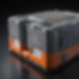 An advanced lithium-ion battery pack for electric vehicles showcasing its compact design and intricate technology.