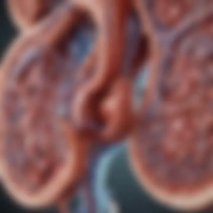 Illustration of kidney anatomy highlighting biomarker locations