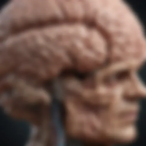 Illustration depicting the concept of brain shrinkage over time due to aging