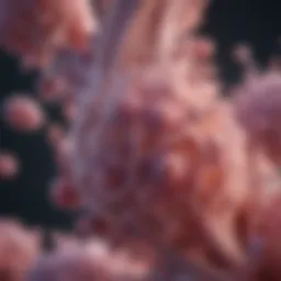 Microscopic view of estrogen receptors in breast tissue