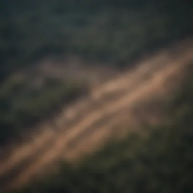 Deforestation and Its Impact on Climate Change Aerial view of deforested land showcasing environmental degradation