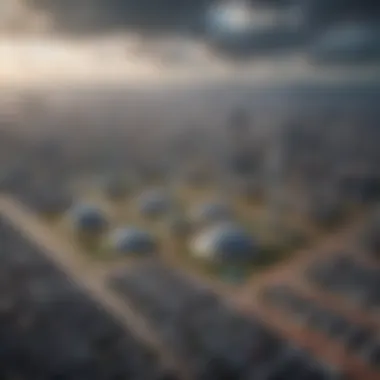 Renewable Energy Transforming Urban Landscapes Aerial view of renewable energy sources powering a city