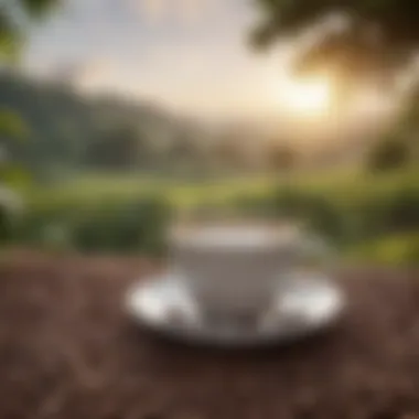 A serene landscape with coffee beans, evoking tranquility and lifestyle choices impacting health.