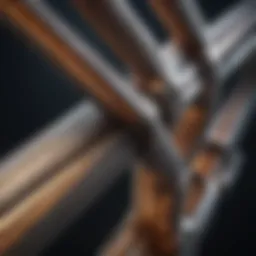 Close-up of a composite rod showcasing its layered structure