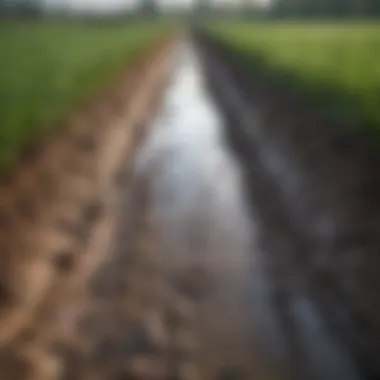 Illustration of different types of drainage systems used in farming