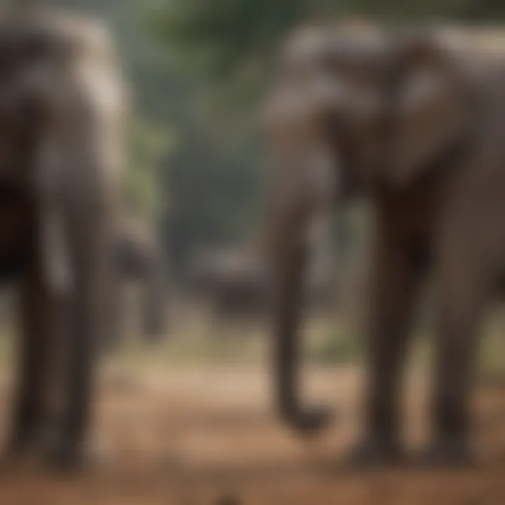 Elephants exhibiting social behavior in the wild