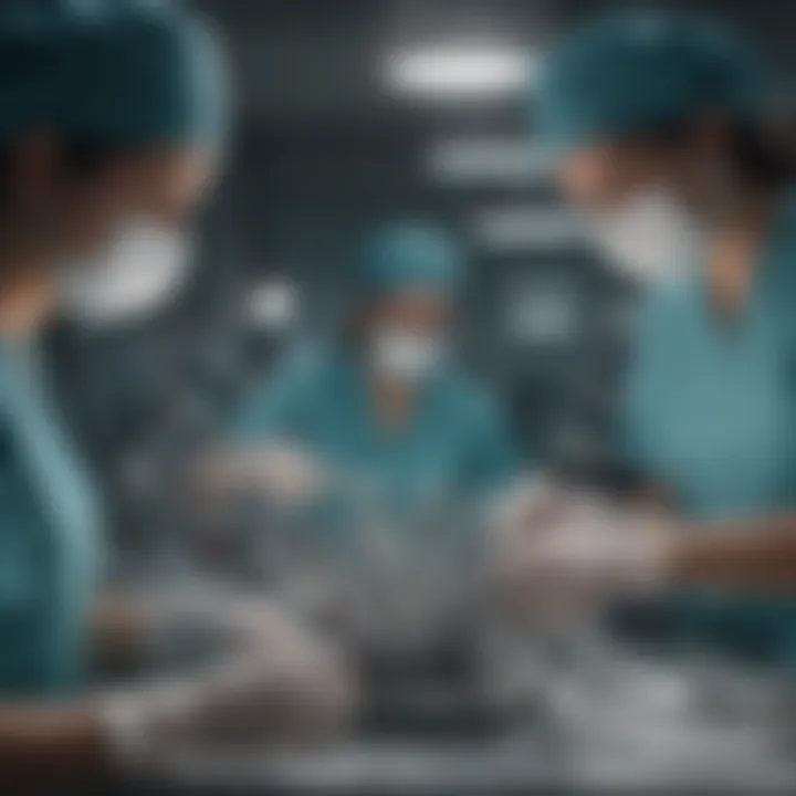 Surgical nurses preparing equipment in the operating room