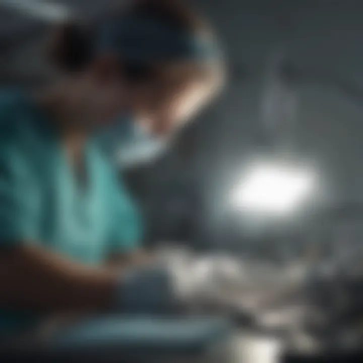 A surgical tech assisting with instruments during surgery