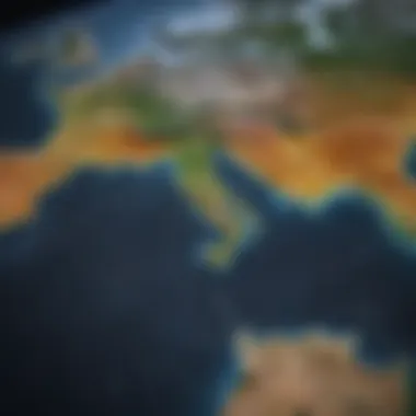Global Wind Energy Potential Map Map illustrating global wind patterns with regions marked for wind energy potential