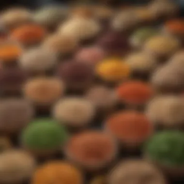 A vibrant market stall filled with a variety of legumes and grains, highlighting the foundation of a vegetarian diet.