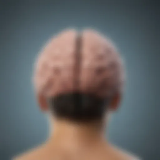 An illustration of the brain highlighting areas stimulated by TMS.