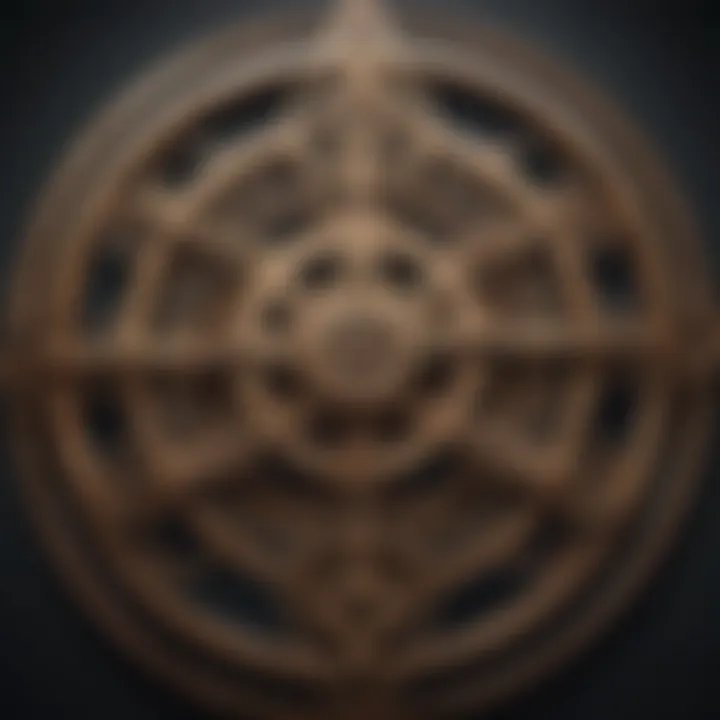 A symbolic representation of various religious symbols intertwined
