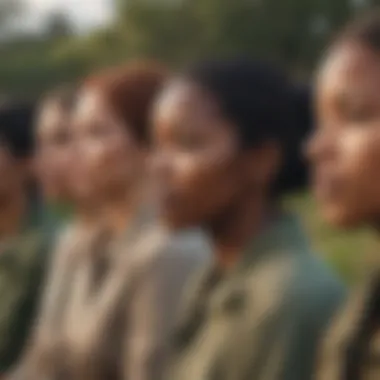 A group of single individuals engaged in a community activity