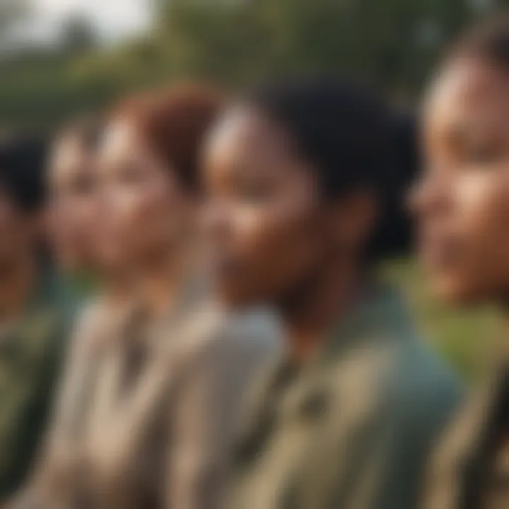 A group of single individuals engaged in a community activity