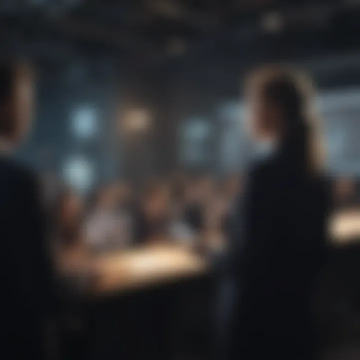 A professional presenting research findings at a conference