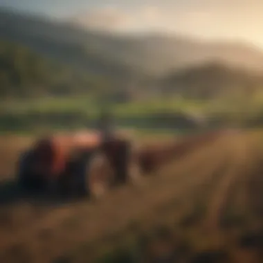 Traditional farming techniques in a picturesque landscape
