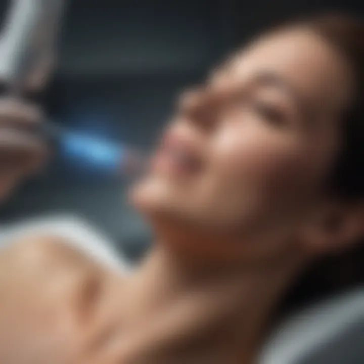 Patient experiencing pain relief through laser treatment