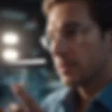 A close-up view of a researcher engaging with scientific literature