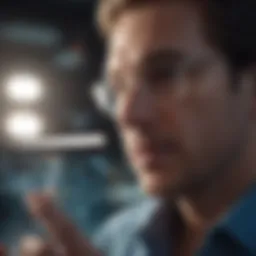 A close-up view of a researcher engaging with scientific literature