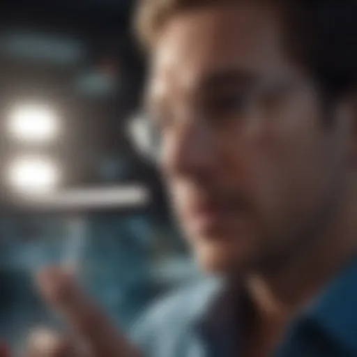 A close-up view of a researcher engaging with scientific literature
