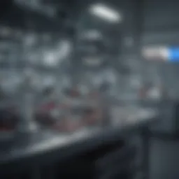 Illustration of a multi electrode array setup in a laboratory environment