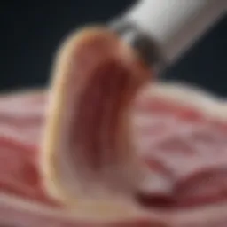 Detailed view of bone marrow biopsy highlighting fibrosis