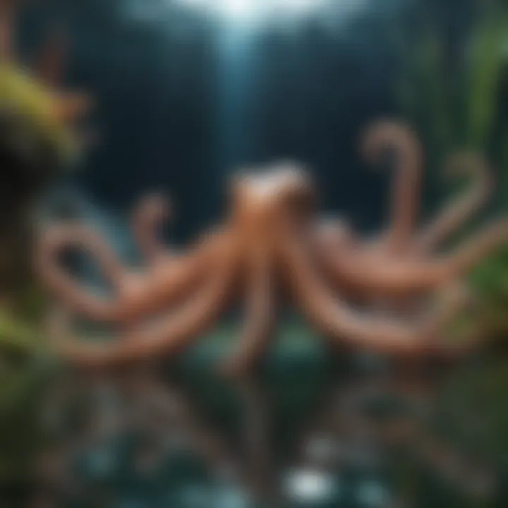 Visual representation of octopus navigating its underwater habitat