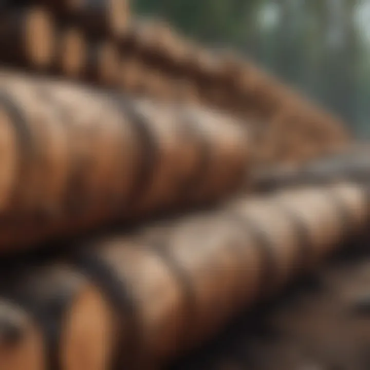 Scots pine logs in a sawmill representing industrial applications