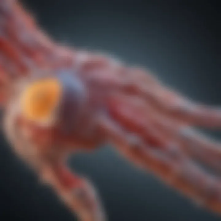 Graphic representation of biological pathways involved in rheumatoid arthritis