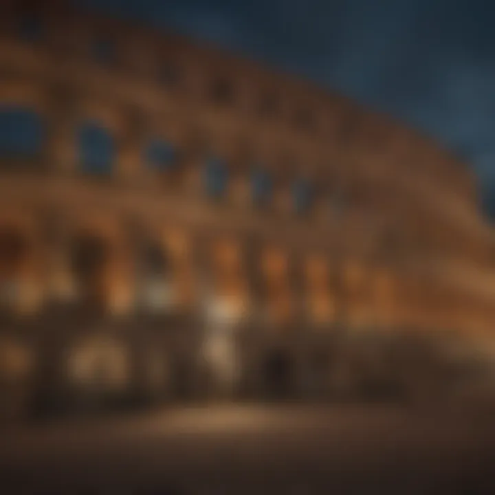 The Colosseum in Rome, illuminated at night