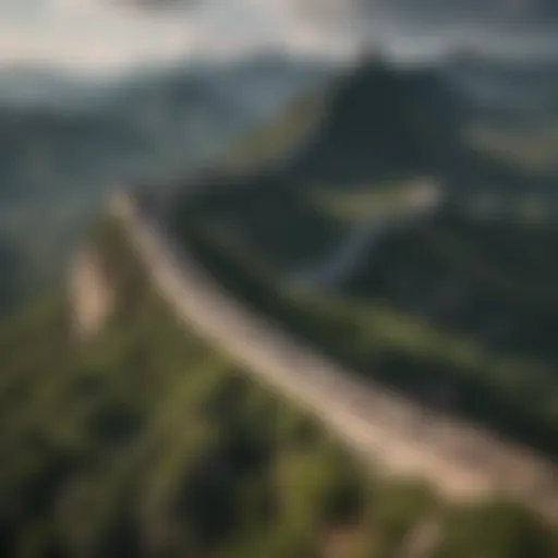 Aerial view of the Great Wall of China showcasing its grandeur