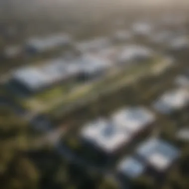 An aerial view of Griffith University's campus showcasing its modern architecture and lush surroundings.