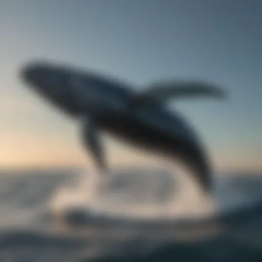 A majestic humpback whale breaching the ocean surface