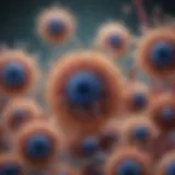 Microscopic view of Influenza H virus particles