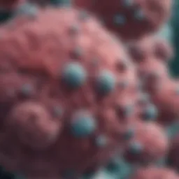 Microscopic view of metastatic ovarian adenocarcinoma cells
