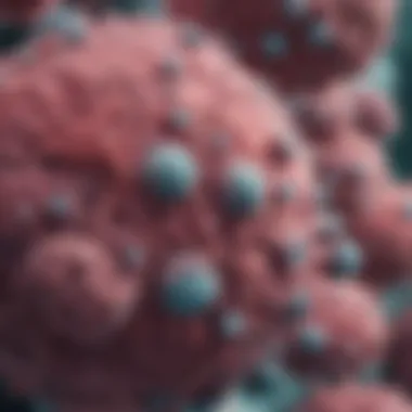 Microscopic view of metastatic ovarian adenocarcinoma cells