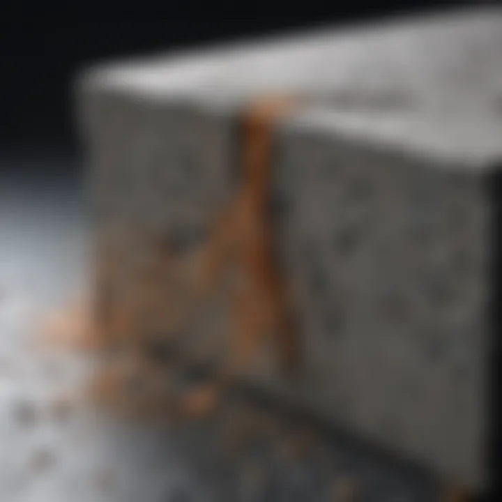 Microscopic view of fibers within concrete matrix showcasing reinforcement