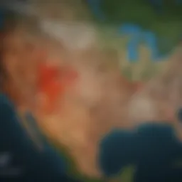 Map highlighting epidemiological hotspots in the northeastern US