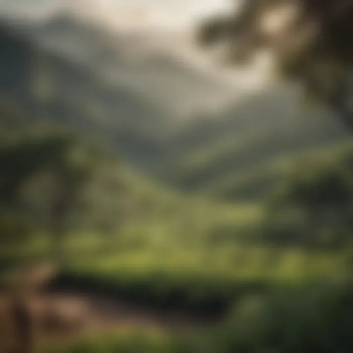 A picturesque landscape of a pu erh tea plantation, illustrating its origin.