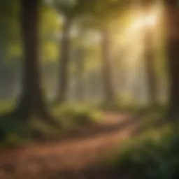 A vibrant illustration of sunlight filtering through trees, symbolizing natural vitamin D synthesis.