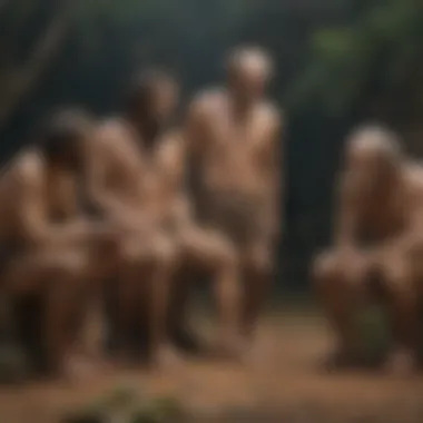 Social Structures of Early Homo sapiens Artwork showcasing ancient social structures of early sapiens