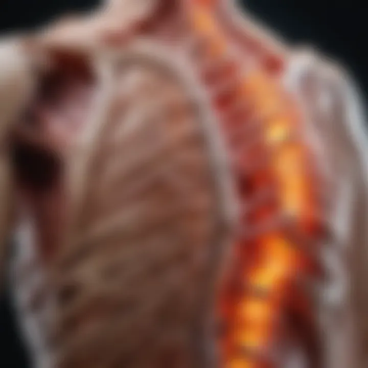 Illustration of the inflammatory processes in spondyloarthritis