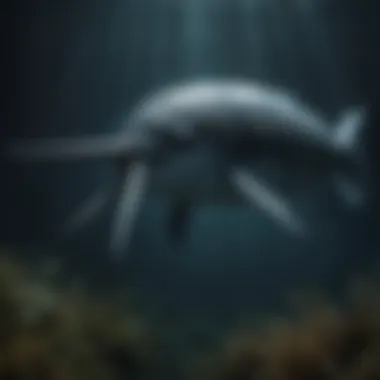 Echolocation: The Narwhal's Guide in the Abyss A narwhal using echolocation in a dark underwater scene
