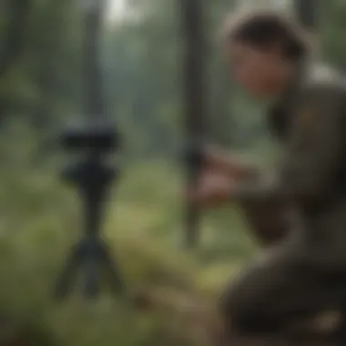 A conservationist working in a natural habitat to protect endangered species.