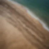 Aerial view of coastal erosion and rising waters