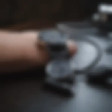 An individual checking blood pressure readings