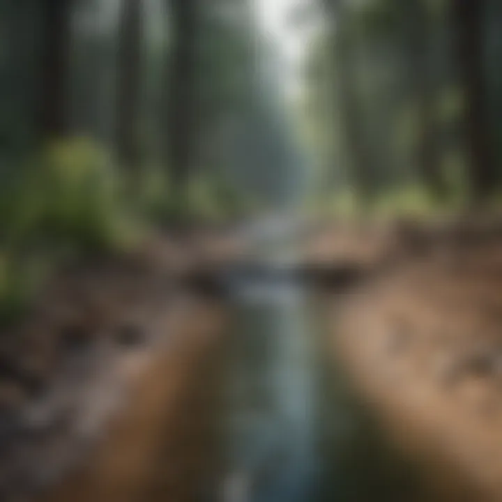 Diagram illustrating groundwater levels in forested versus deforested areas