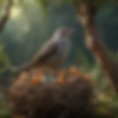 Evolutionary Strategies in Brood Parasitism A detailed diagram of the evolutionary strategies of cuckoos and their host birds, illustrating the concept of brood parasitism.